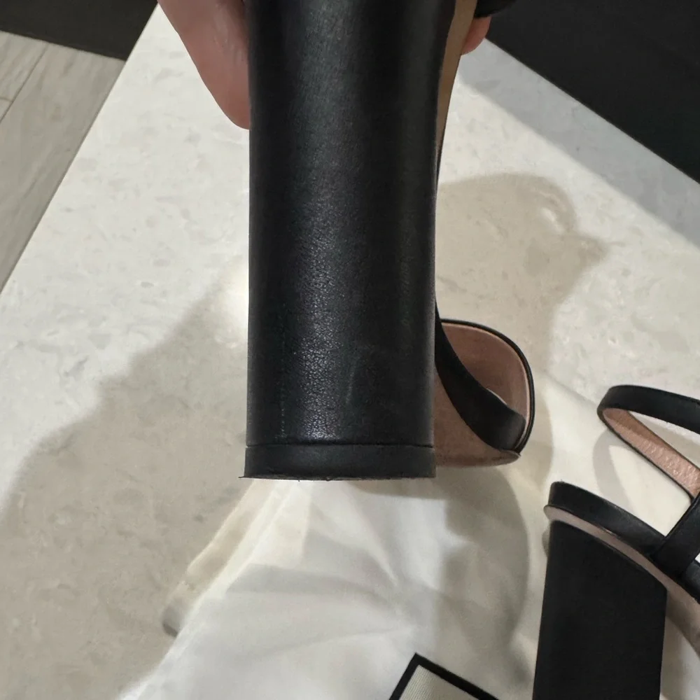 Gucci Horsebit Leather Block Heel Sandals 37.5 - Picture 9 of 10